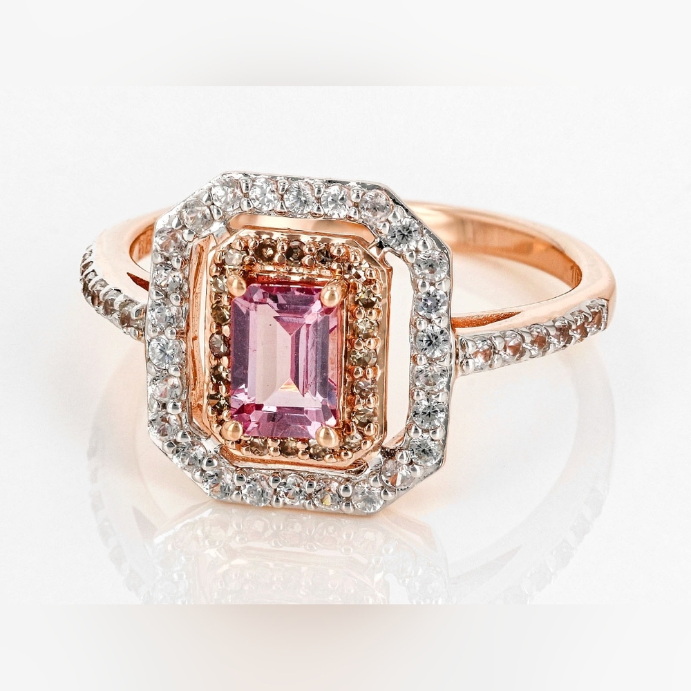 Solid 10k Rose Gold,  color shift garnet & mined diamonds - Picture 2 of 5